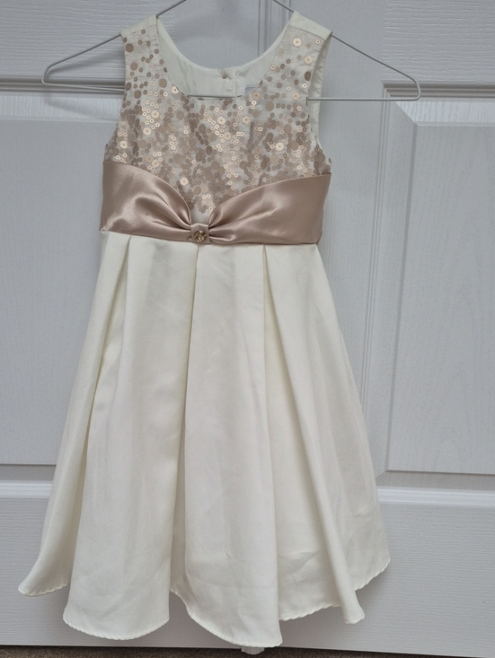 Jona Michelle Other - Jona Michelle Ivory Dress with Champagne Sequin Bodice and Sash